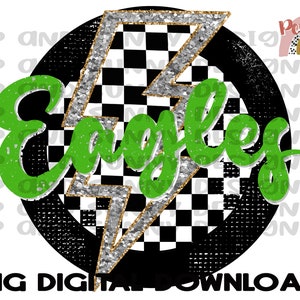 Adler | Beunruhigt | Karierter Blitz | Kariert | Glitzer | Spirit Tee | Beunruhigt | PNG Digitaler Download | Sublimationsdesign
