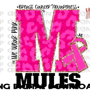 Projeto do câncer da mama das mulas de <br> Entrega Rápida? Mulas | Leopardo | Rosa | Download digital PNG | Design de sublimação