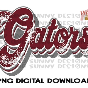 Gators Maroon and Gray / Diseño de camiseta Spirit / Diseño retro / Descarga digital PNG / Diseño de sublimación