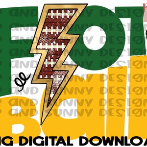 Football | Lightning Bolt | Team Colors | Spirit Tee | PNG Digital Download | Sublimation Design