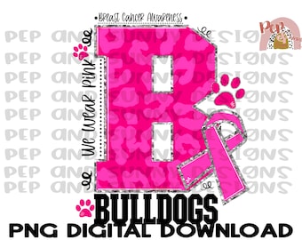 Bulldogs Breast Cancer Design | Bulldogs | Silver Glitter | Leopard | Pink | PNG Digital Download | Sublimation Design
