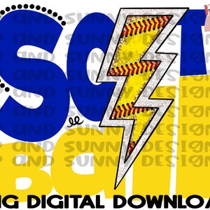 Softball | Blitz | Glitzer | Teamfarben | PNG Digitaler Download | Sublimationsdesign