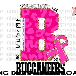 Buccaneers  | Breast Cancer Awareness Design | Leopard | Pink | PNG Digital Download | Sublimation Design