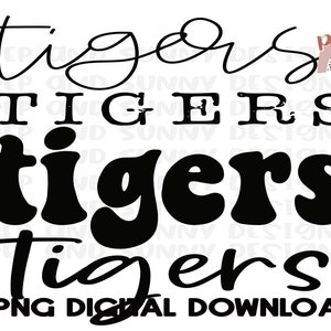 Tigres | Design de fontes empilhadas | Design de camiseta descolorante | Download digital PNG | Design de sublimação