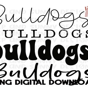Bulldogs | Design de fontes empilhadas | Design de camiseta Bleach | Download digital PNG | Design de sublimação