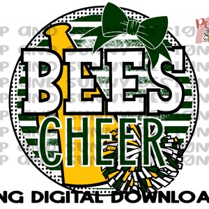 Bees Cheer | Cheer Team Design | Dance Team Design | Megaphone | Bow | PNG Digital Download | Sublimation Design
