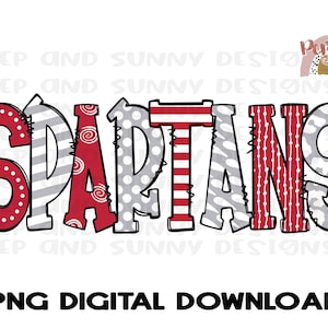 Spartans | Doodle Design | Spirit Tee | PNG Digital Download | Sublimation Design