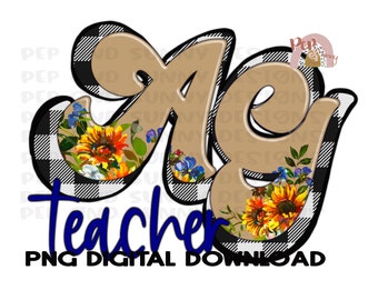 AG Teacher Design | Sunflowers | School | PNG Digital Download | Sublimation Design