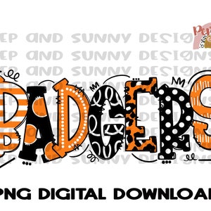 Badgers | Spirit Tee | Doodle Design | PNG Digital Download | Sublimation Design