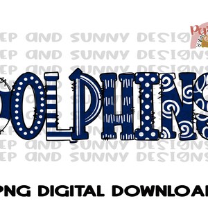 Delfine | Spirit T-Shirt | Doodle Design | Marineblaue | PNG Digitaler Download | Sublimationsdesign