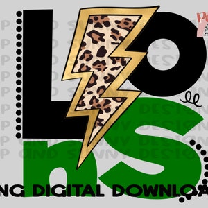 Lions | Leopard Lightning Bolt | Spirit Tee | PNG Digital Download | Sublimation Design