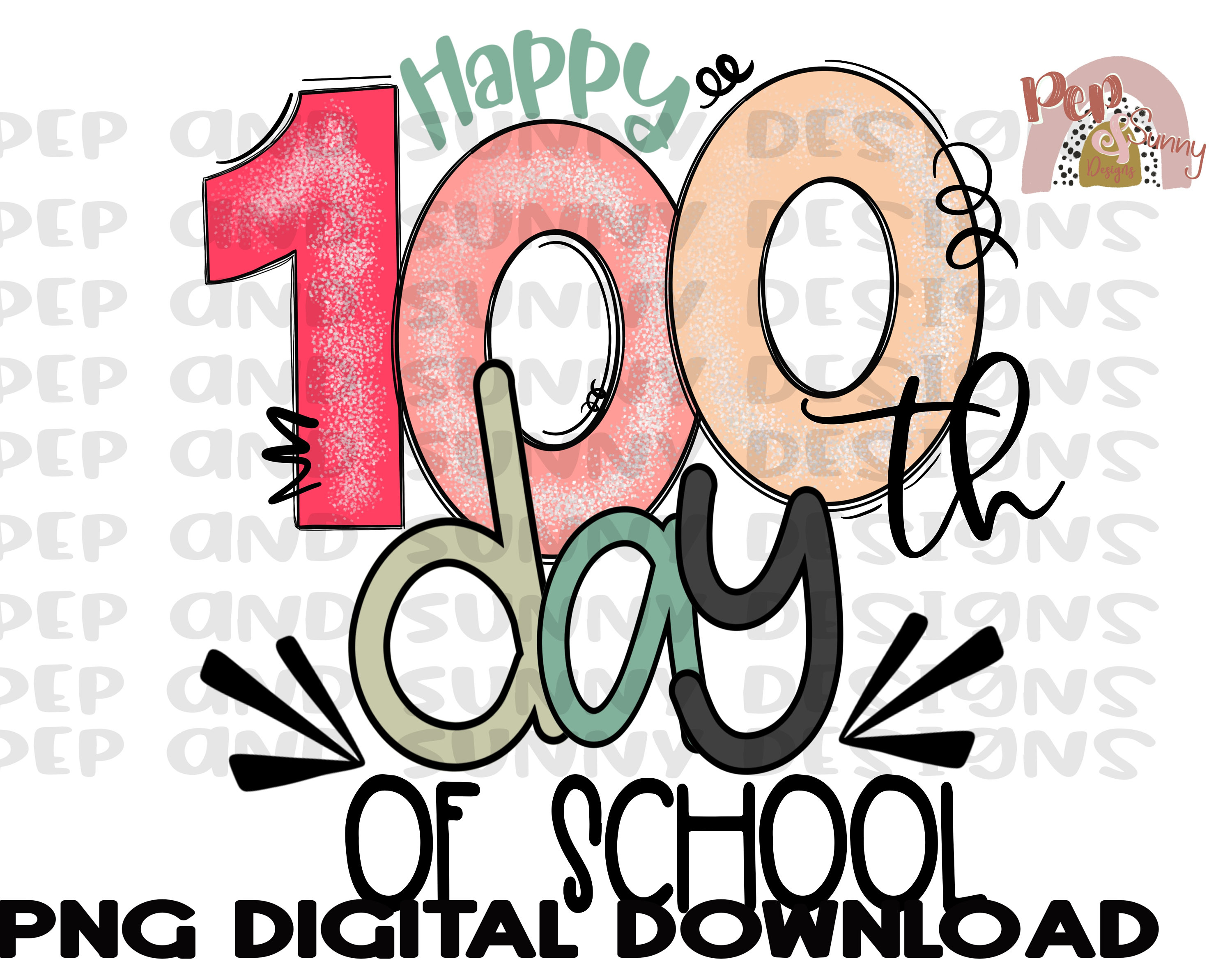 100 Days of School Happy 100 Days School PNG Digital Etsy
