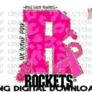 Rockets | Custom Breast Cancer Design | Leopard | Pink | PNG Digital Download | Sublimation Design