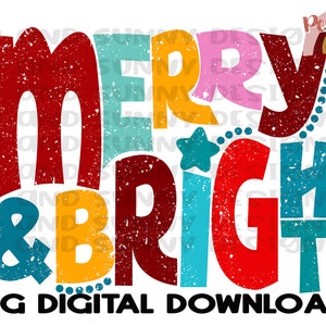 Fröhliche und helle | Weihnachts-| Stern | Distressed | PNG Digitaler Download | Sublimationsdesign