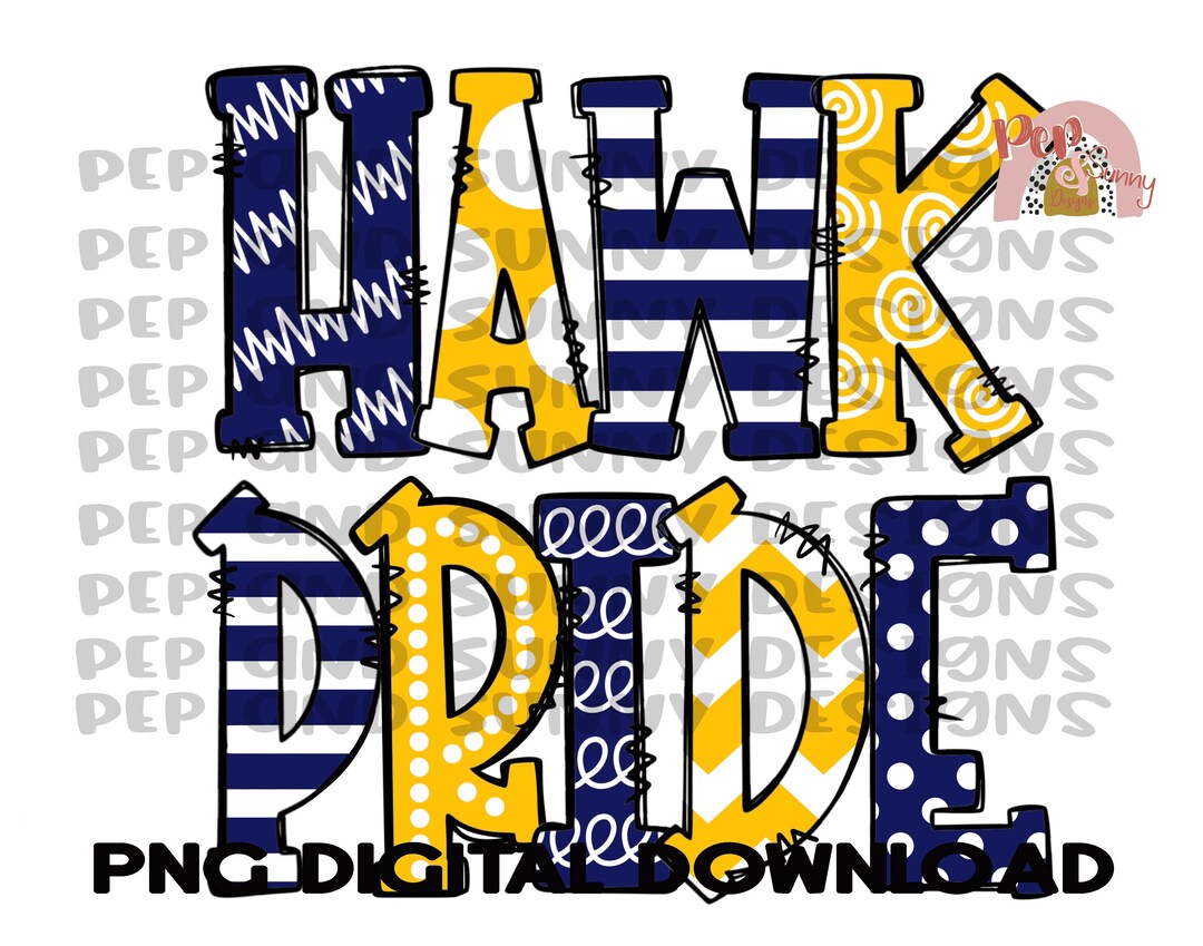 Hawk Pride | Doodle Design | Mascot | Spirit Tee | PNG Digital Download ...