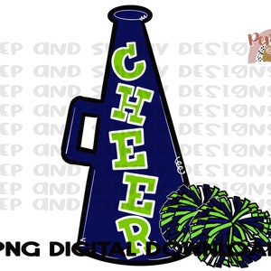 Cheer | Cheerleader Design | Hand Drawn | Pom Poms | Megaphone | PNG Digital Download | Sublimation Design