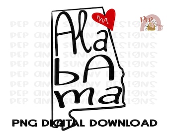 Alabama | Hand Drawn | PNG Digital Download | Sublimation Design