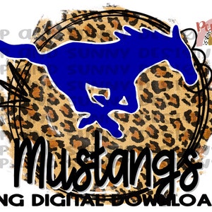 Mustangs  | Spirit Tee | Leopard | Circle Design | PNG Digital Download | Sublimation Design