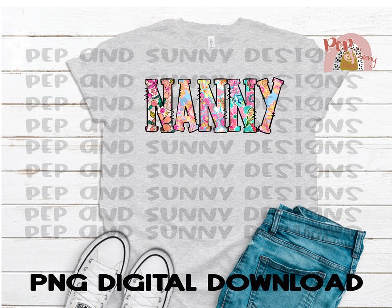 Nanny Lettering Nanny Florals Doodle Design | PNG Digital Download | Sublimation Design ...