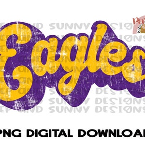 Eagles Retro Design | Distressed | Spirit Tee | PNG Digital Download | Sublimation Design