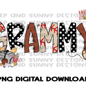 Grammy | Baseball | Hand Drawn | Baseball Equipment | PNG Digital Download | Sublimation Design