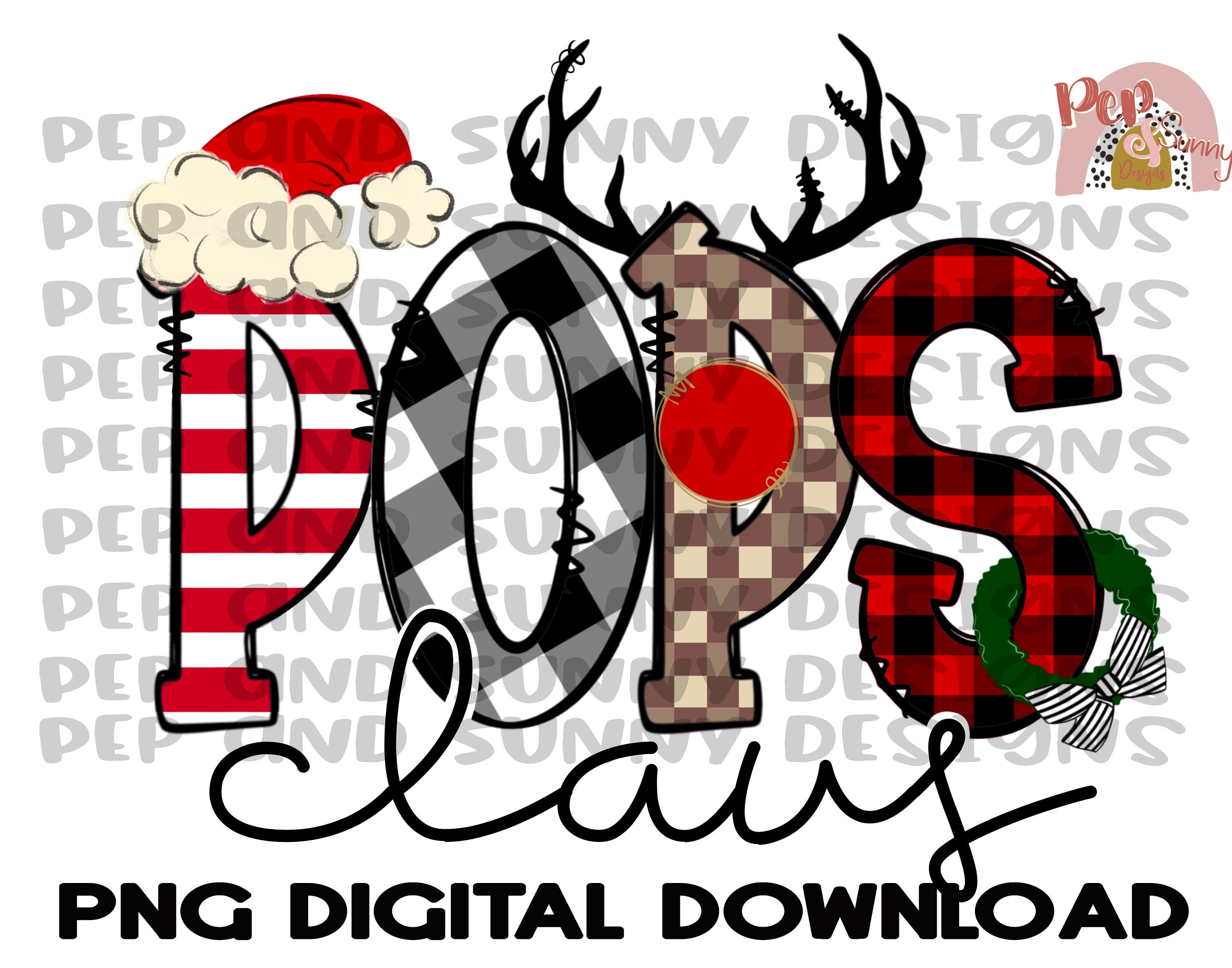 Pops Claus | Santa Hat | Reindeer | Leopard  | Christmas | PNG Digital Download | Sublimation Design