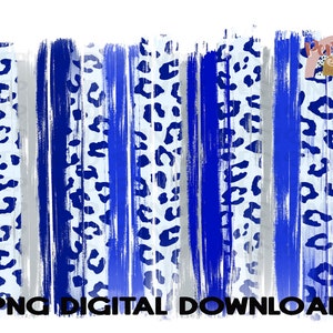 Royal Blue Brushstroke | 4 ontwerpen | Strepen | Sterren| Luipaard | PNG Digital Download | Sublimatie Ontwerp