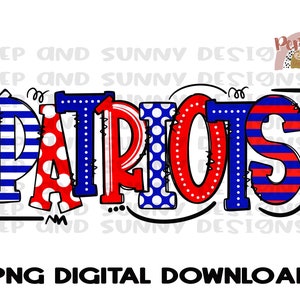 Patriots | Doodle Design | Spirit Tee Design | PNG Digital Download | Sublimation Design