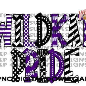 Wildkat Pride | Wildkats | Spirit Tee | Doodle Design | PNG Digital Download | Sublimation Design