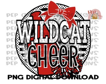 Wildcat Cheer | Cheer Team Design | Dance Team Design | Megaphone | Bow | PNG Digital Download | Sublimation Design