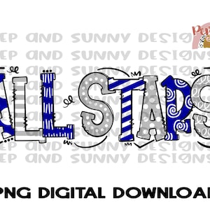 All Stars | Doodle Design | Spirit Tee | PNG Digital Download | Sublimation Design
