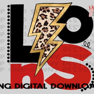 Lions | Leopard Lightning Bolt | Spirit Tee | PNG Digital Download | Sublimation Design