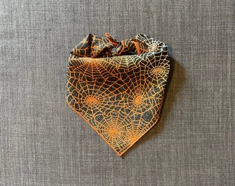 Halloween Dog Bandana, Spider Web Dog Bandana, Tie On Bandana, Cobweb Dog Bandana
