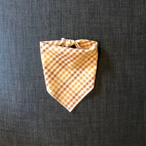 Dog Bandana, Tie on Dog Bandana, Fall Dog Bandana, Gingham Dog Bandana