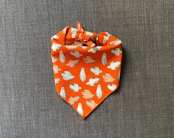 Glow in the Dark Ghosts, Halloween Dog Bandana, Tie On Dog Bandana, Ghost Dog Bandana, Spooky Ghosts