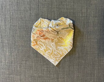 Gold Dog Bandana, Tie on Dog Bandana, Gold Metallic Dog Bandana, Snake Print Dog Bandana