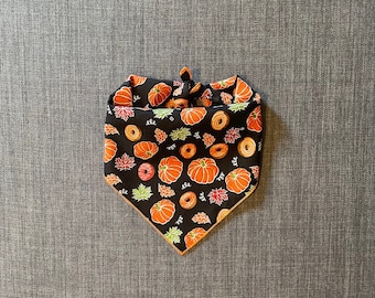 Fall Dog Bandana, Pumpkin Dog Bandana, Donut Dog Bandana, Pumpkin Spice, Tie On Dog Bandana