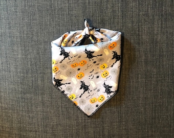 Halloween Dog Bandana, Tie On Bandana, Pumpkin Dog Bandana, Witch Dog Bandana, Fall Dog Bandana, Ghost Dog Bandana