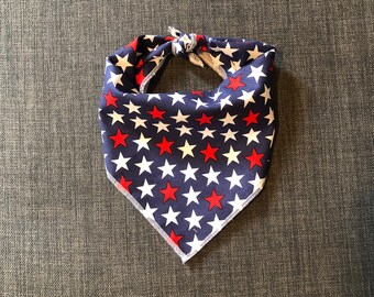 4th of July Dog Bandana, Tie on Dog Bandana, Patriotic Dog Bandana, Star Bandana