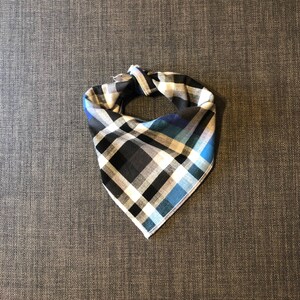 Dog Bandana, Plaid Dog Bandana, Tie on Bandana, Blue Black Buffalo, Fall Dog Bandana