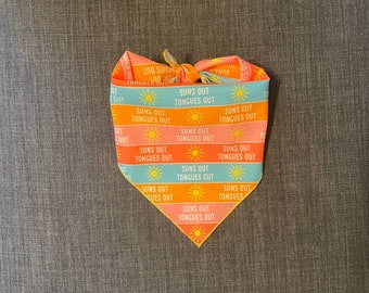 Suns Out Tongues Out Dog Bandana, Tie on Dog Bandana, Summer Dog Bandana