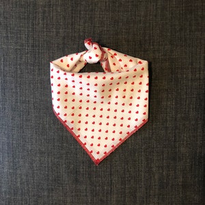 Valentine&#39;s Day Dog Bandana, Tie on Bandana, Red Hearts Dog Bandana