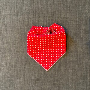 Valentine&#39;s Day Heart Dog Bandana, Tie on Dog Bandana, Red Hearts Dog Bandana