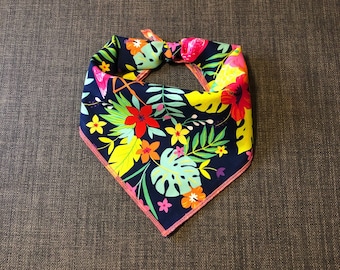 Dog Bandana, Tropical Dog Bandana, Tie on, Summer Dog Bandana, Hawaiian Dog Bandana