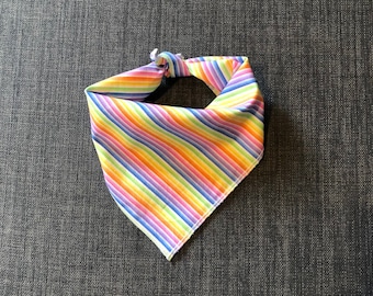 Rainbow Dog Bandana, Tie on Dog Bandana, Pride Dog Bandana, Summer Dog Bandana