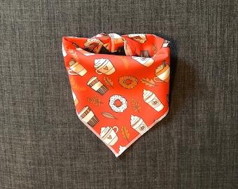 Fall Dog Bandana, Pumpkin Spice Latte Dog Bandana, Pumpkin Spice, Tie On Dog Bandana