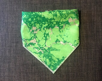 Dog Bandana, St. Patrick's Day Dog Bandana, Tie on Bandana, Green Marble Dog Bandana
