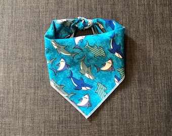 Shark Dog Bandana, Summer Dog Bandana, Tie on Dog Bandana