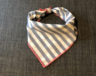 Summer Dog Bandana, Nautical Stripe Dog Bandana, Tie on Dog Bandana