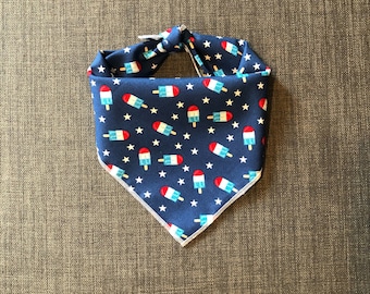 Dog Bandana, Popsicle Dog Bandana, Tie on Bandana, 4th of July Dog Bandana